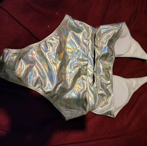 Silver 2 peace swimming suit size Medium nwot